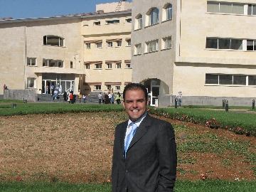 Sami Moubayed in front of Kalamoon University